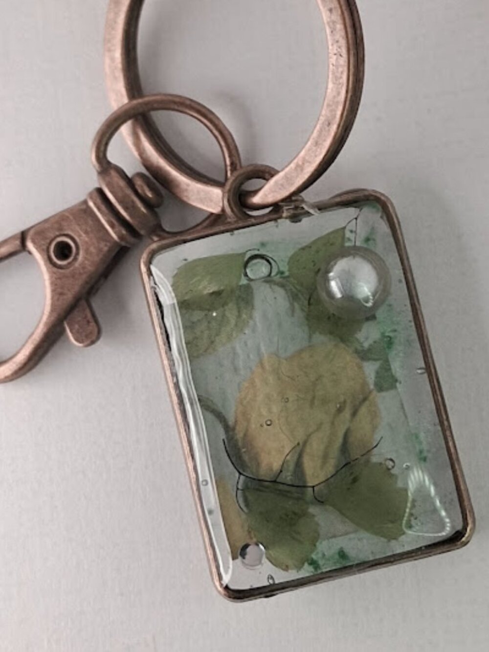 Floral Art Resin Keychain • Yellow Botanical Print • Handmade by Luna & Roo